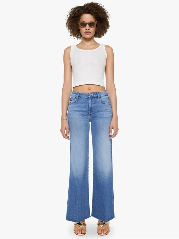 MOTHER The Roller Fray Wide Leg Jeans in Fan Favorite Sz 28 - Image 3