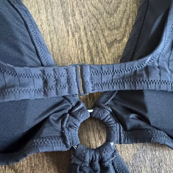 Aerie Womens Black Ribbed Cut Out Ring One Piece Monokini Swim Suit Size Large - Image 5