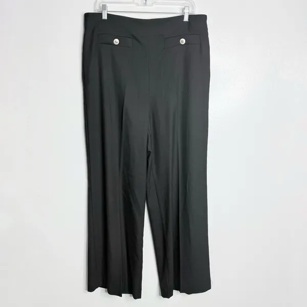 NWOT Ann Taylor The Button Trim Sailor Wide-Leg Pant Black Size‎ 14 Workwear - Image 2