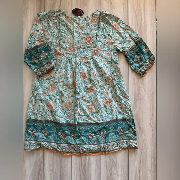 Bluetime Floral Boho Dress Blue Medium NWT - Image 5