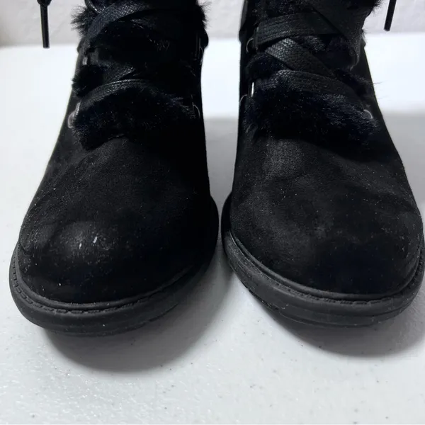 A New Day Larina Black Faux Fur Heeled Ankle Boots - Image 3