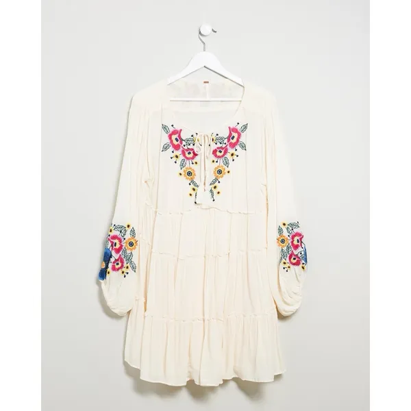 Free People XS Spell on You Dress Floral Embroidered Oversized Boho‎ Festival - Image 4