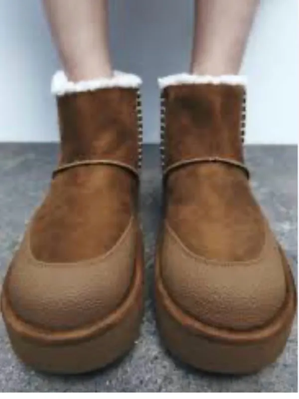 Zara Woman's Brown Suede Boots with Fleece Lining Size EU 37/6.5 - Image 9