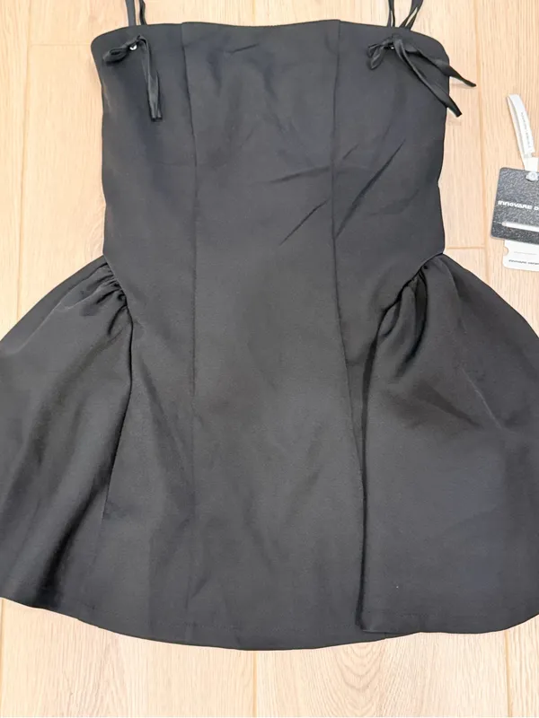 Innovare Denim Black Corset Lace Up Fit & Flare Mini Dress - Image 4