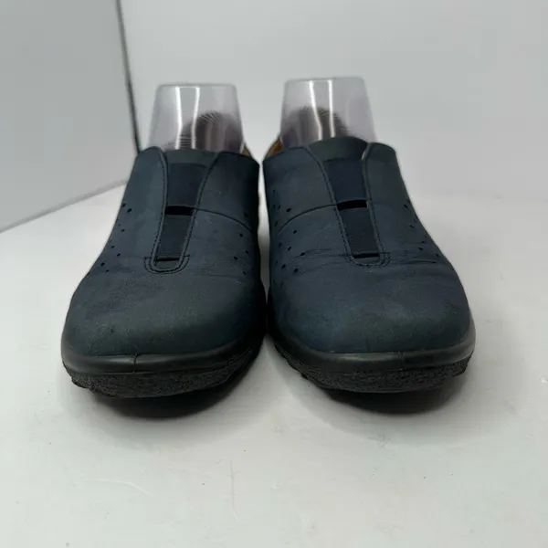 Hotter Thrill Navy Nubuck Leather Perforated Slip-On Comfort Shoes Sz 8.5 - Image 2