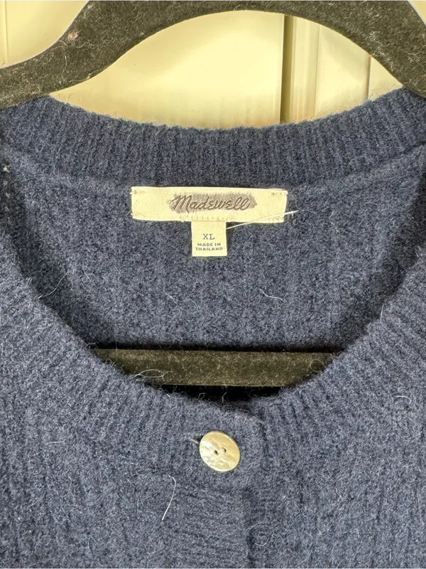 Madewell CloudSoft Cardigan juniper berry Blue Button Sweater‎ NY439 90s Y2K XL - Image 3