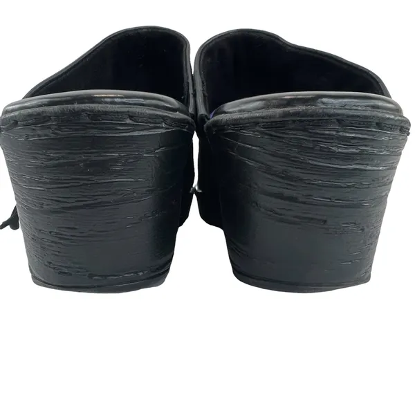 b.o.c. Fringe Leather Mules‎ Black 6 Slip On Open Back Chunky Heel Clogs Shoe - Image 8