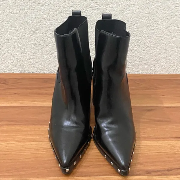 CHARLES by Charles David Dodger Black Pointy Studded Chunky Chelsea Booties 6.5 - Image 4