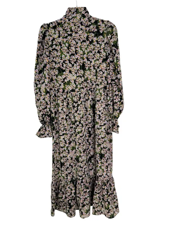 Never Fully Dressed Floral Tie Neck Tiered Loose Fit Midi Maxi Dress Size 4 - Image 5