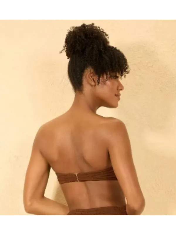 NWT Shade & Shore Brown Crochet Front Knot Bandeau Bikini Top - Size Extra Small - Image 7