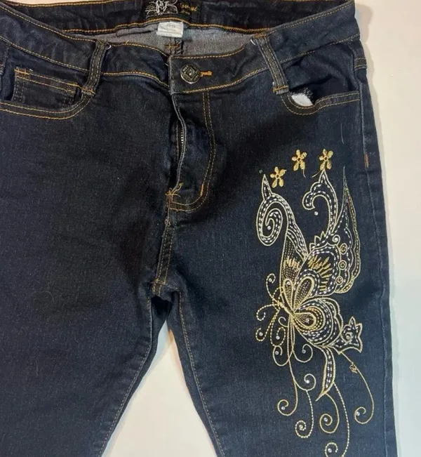 Capri Embroidered Jeans Blue Size M - Image 2