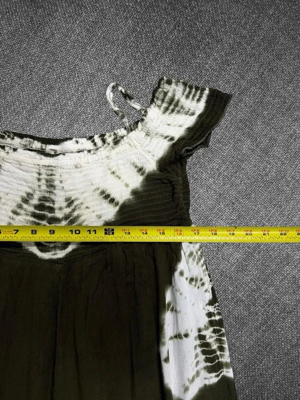 True Destiny Olive Tie-Dye Cold Shoulder Mini Dress Size Large - Image 6