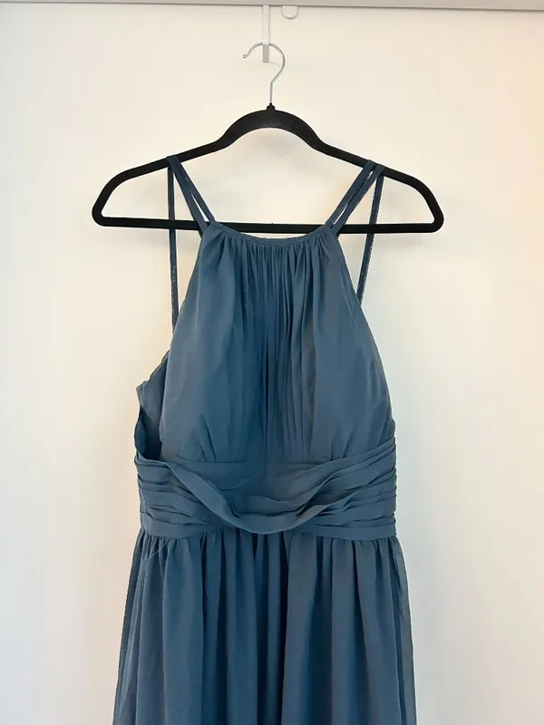 JJ's House Edeline Navy Blue A-line Ruffle Chiffon Maxi Dress Size 12/14 - Image 4