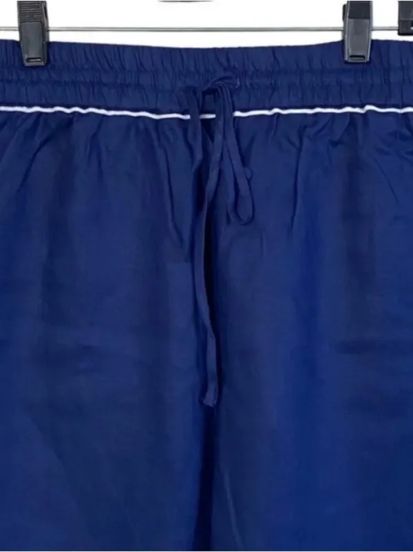 Hill House The Skylar Navy Blue Linen Wide Leg High Rise Pants Small - Image 5