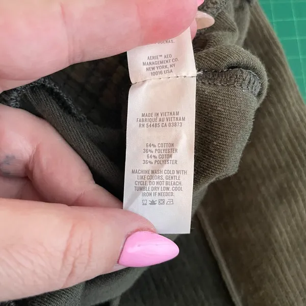 Aerie Women M Reg Olive Green Corduroy Ribbed Flare Pants Festival Boho Lounge - Image 10
