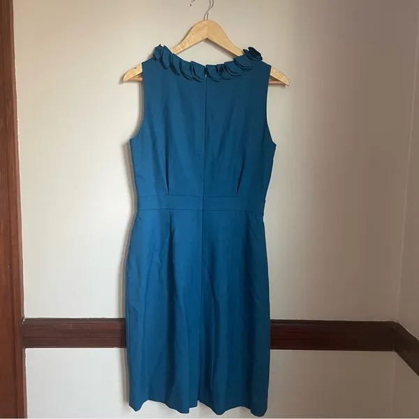 J. Crew Suiting Blue Sheath Career Dress Shift Office size 6 Classic Preppy‎ - Image 2