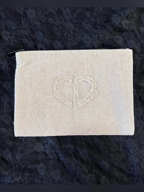 NWT Christian Dior Beaute Heart CD Logo Linen Makeup Pouch Clutch GWP Beige - Image 2