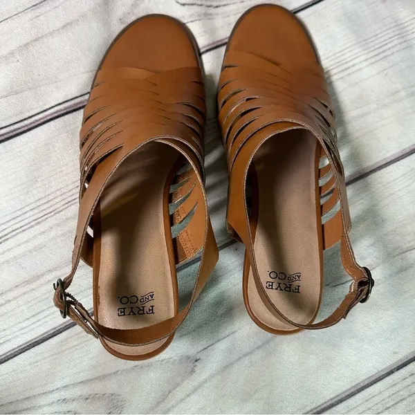 Frye and Co Sandals Womens Sz 11 Brown Galia Block Heel Vegan Leather‎ Shoes - Image 9