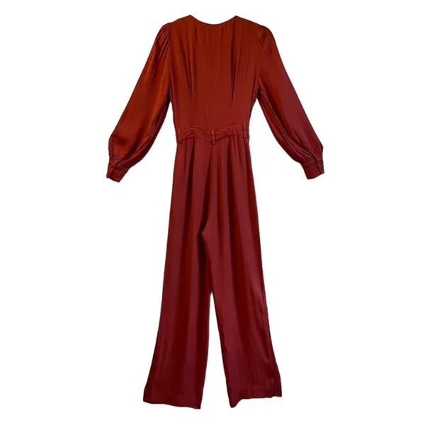 & Other Stories Flare Leg Lightweight Jumpsuit Outing Rust Red Sz 2‎ - Image 4