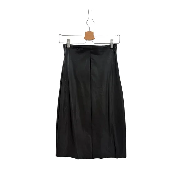 Commando Faux Leather Side‎ Slit Midi Skirt Black Pull On Size Medium - Image 6