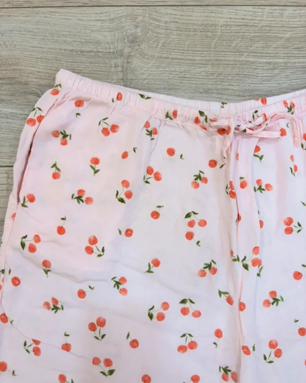 Pink Cherry Print Pajama Pants Coquette Lounge Pants – L - Image 2