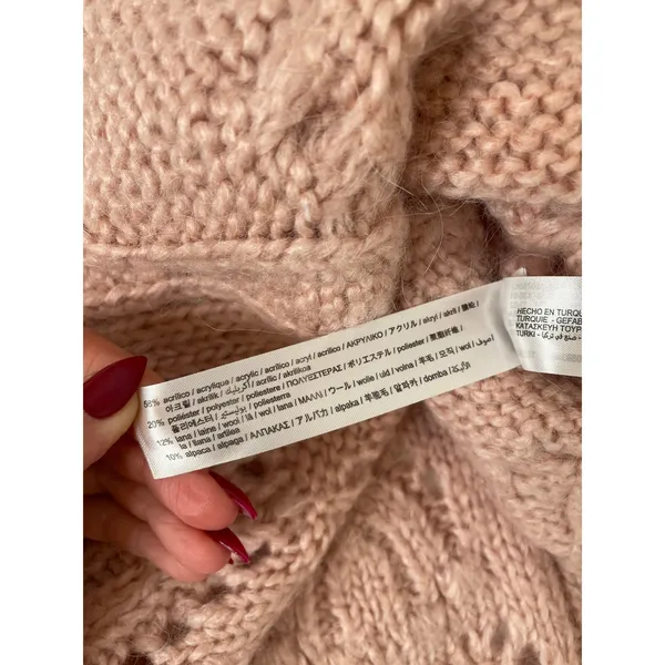 ZARA Pink Wool Blend Cable Knit Tunic Long Oversized Sweater Vest Top Size S - Image 6