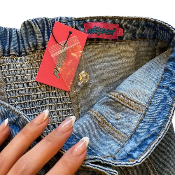 Edikted Denim Strapless Corset Bustier Top - Image 9
