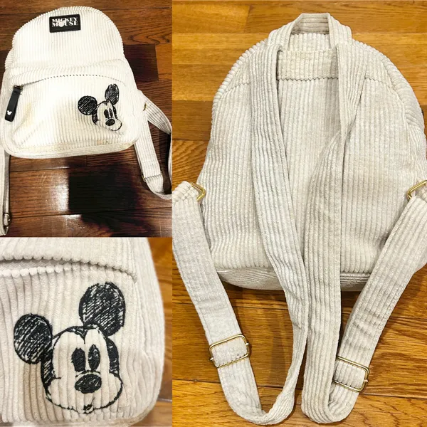 Disney Mickey Mouse Backpack, Beige, Corduroy, mini 24x20x9.5cm, Beige, One Siz - Image 5