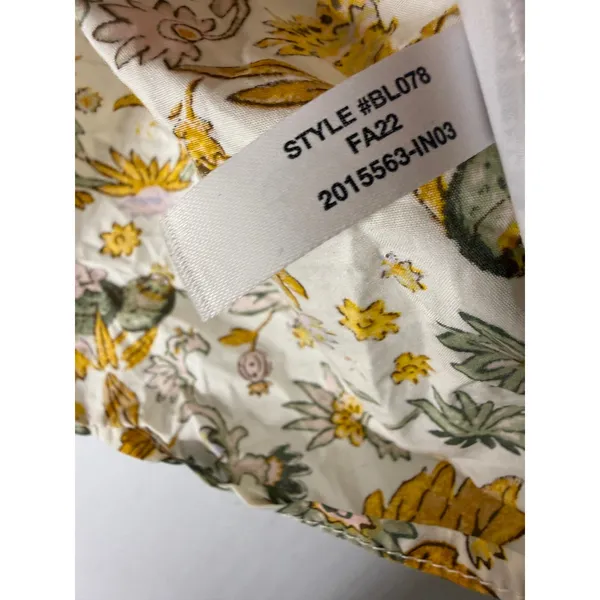 J crew XXL Yellow Floral Pintuck Ruffle Neck Cotton sleeveless Blouse BL078 - Image 6