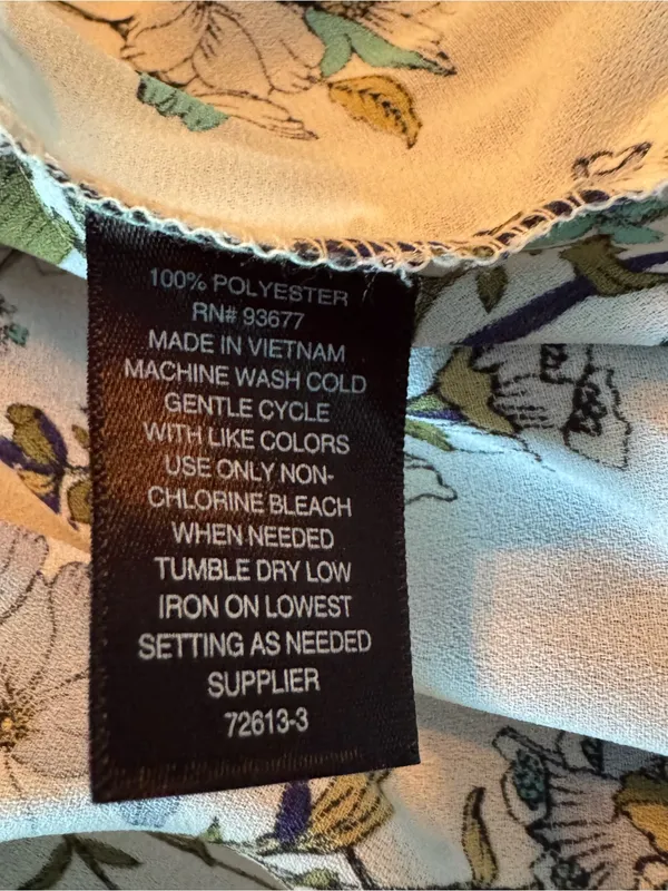 Worthington White Blouse with Teal and Yellow Floral Print - Image 7