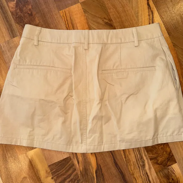 Zara Mini Skirt Tan Beige Khaki Pleated academia Casual Pocket Size M NWT school - Image 4