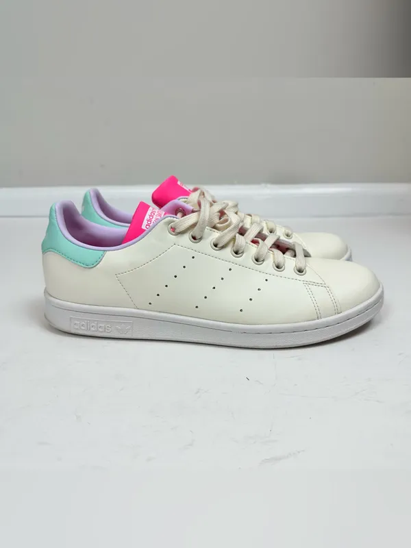 Adidas Stan Smith Sneakers Lace Up Cream White Pink Mint 10.5 - Image 5