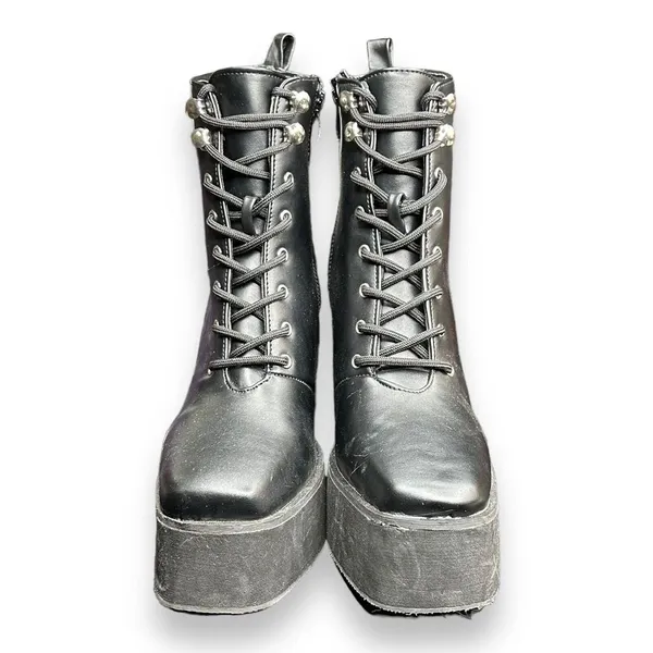 Koi‎ Womens Chunky Platform Lace Up Army Combat Ankle Booties Size 5 EUC - Image 2