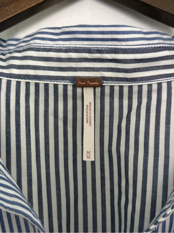 Free People Lakehouse Button Down Shirt in Blue and White Stripe - Image 5