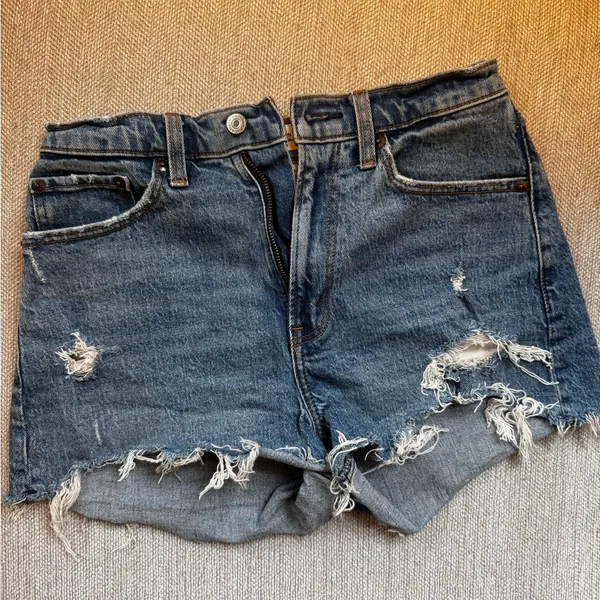 Abercrombie & Fitch Blue Distressed Jean Shorts - Image 2