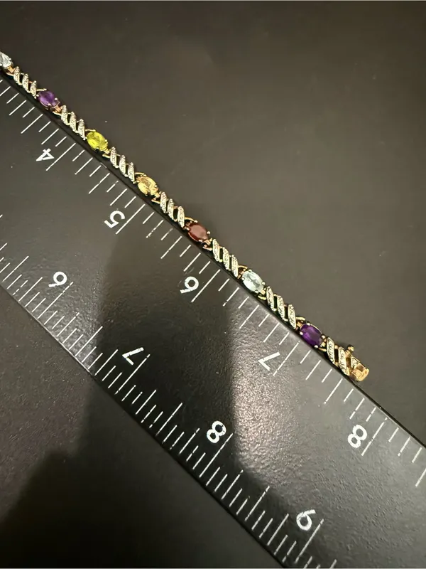 Ross Simons 925 Gold Over Sterling Silver Vermeil Multicolored Gem 7.5” Bracelet - Image 10
