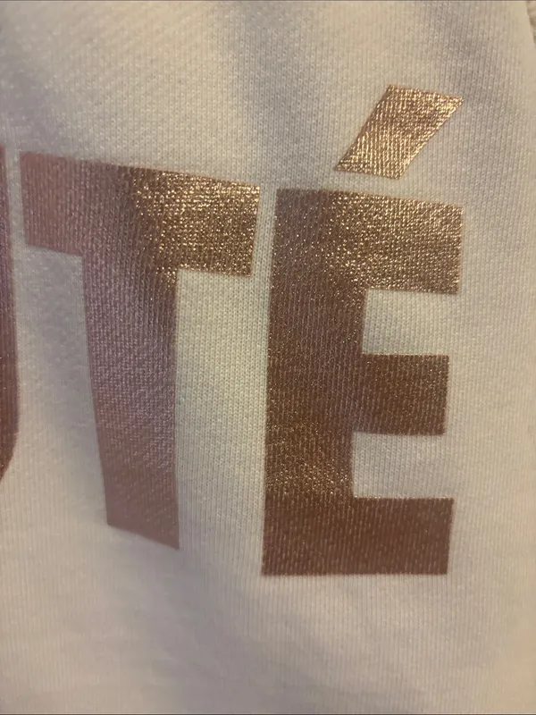 J Crew Cream Colored Sweatshirt Featuring Metallic Rose Gold Beaute Lettering - Image 8