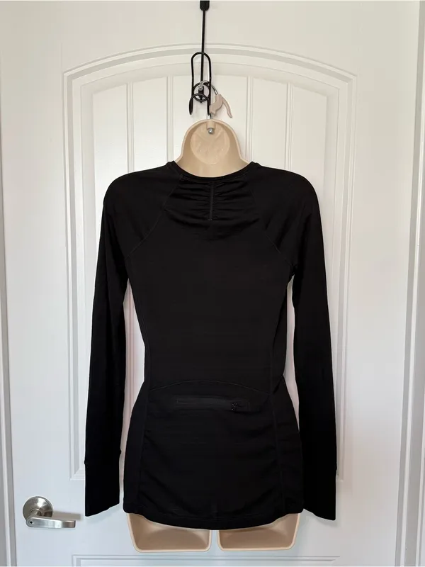 Athleta Small Black Pacifica Contoured Long Sleeve Quarter Zip Shirt Athletic - Image 3