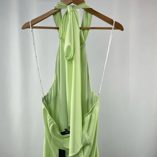 NWT Lulus Soiree Season Satin Halter Mini Dress In Light‎ Green Size Extra Large - Image 8