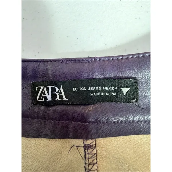 ZARA Faux Leather Pants XS whimsygoth purple hippie goth retro x small party - Image 10