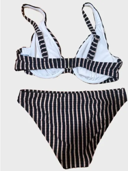 Shade & Shore Black and White Striped Bikini Set - Image 3