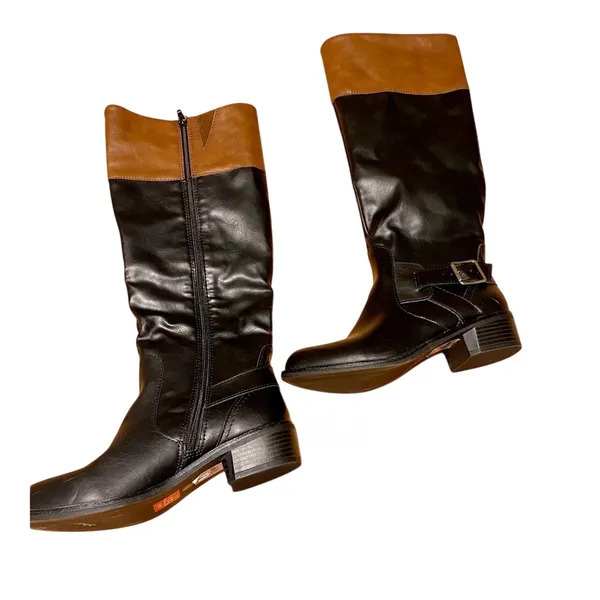 Black/Brown Knee High Boots (NWT) Brown Size 7 - Image 4