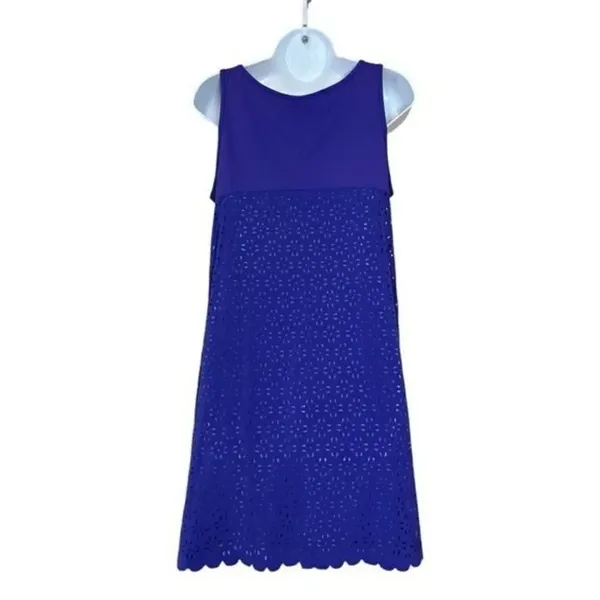 ✨Title Nine Nimblene Illusion Eyelet Purple Blue Tank Sz Medium Dress✨ - Image 5