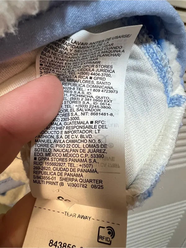 Old Navy Women’s Sz Medium Sherpa Quarter Zip Sweatshirt White Blue Floral Print - Image 12