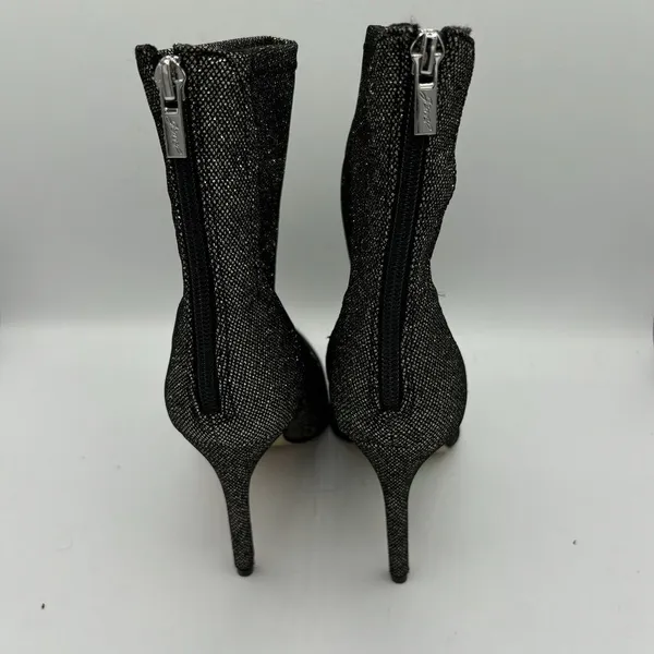 Jewel‎ Badgley Mischka Black Glitter Sock Bootie Size 6.5 Spike Heel Retro Glam - Image 3