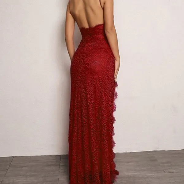 ✨HP✨Joyfunear Split Thigh Lace Maxi Cami Dress✨ Red Size L - Image 3