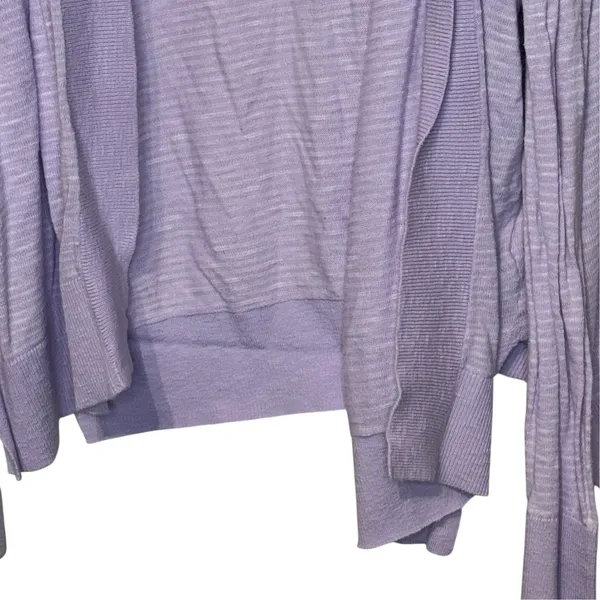 Gap Womens Sweater Open Cardigan Long Sleeve Lavender White Striped Slub Large - Image 3