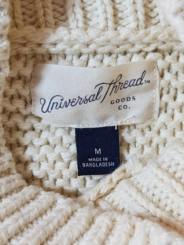 Universal Thread Cream Cropped Sweater with Open Knit Sleeves Size Medium - Image 7