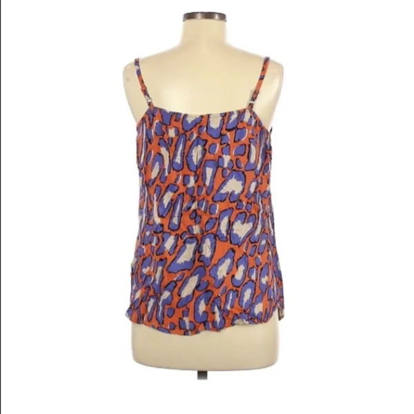 Cabi Orange & Purple Animal Print Sleeveless Top Womens M Tank Blouse Beachy - Image 3
