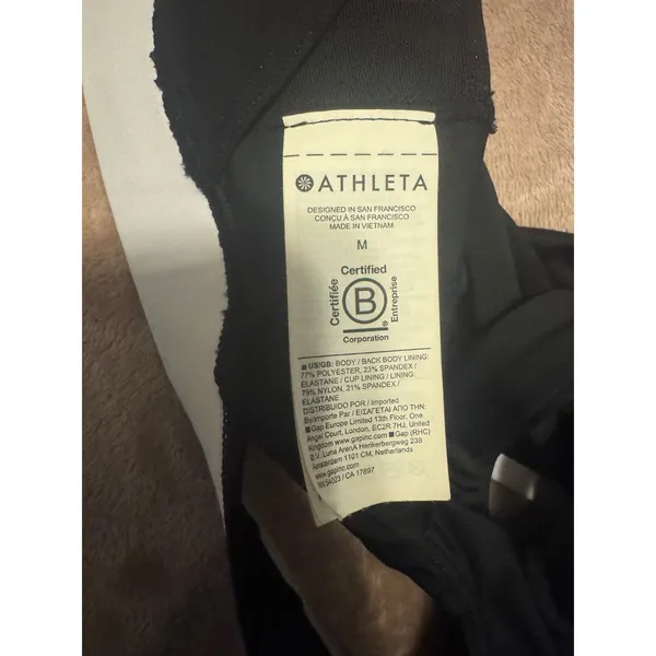 Athleta Black White Stripe Racerback Sports Bra Size M - Image 5